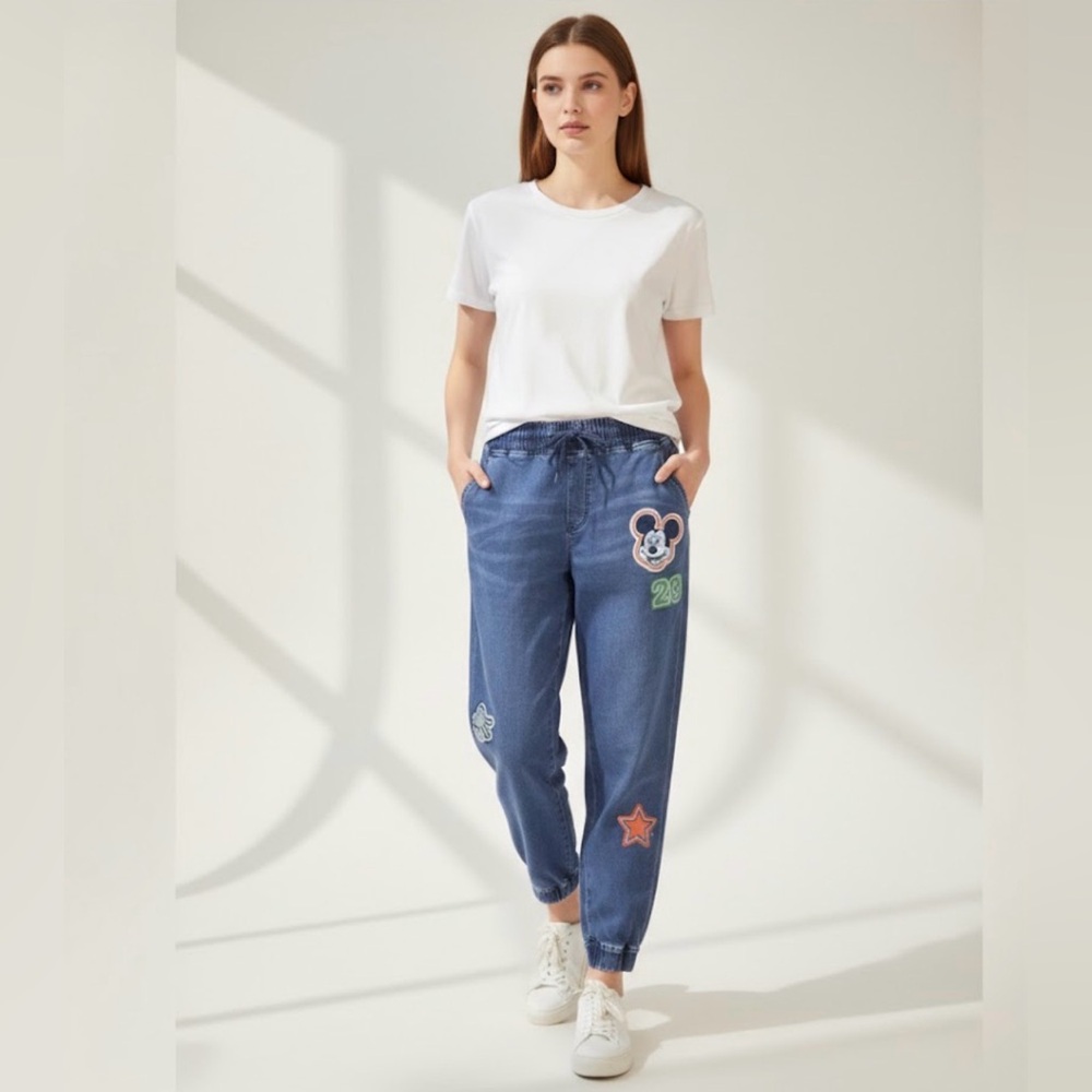 Disney Blue Jogger Jeans with Fun Patches - S